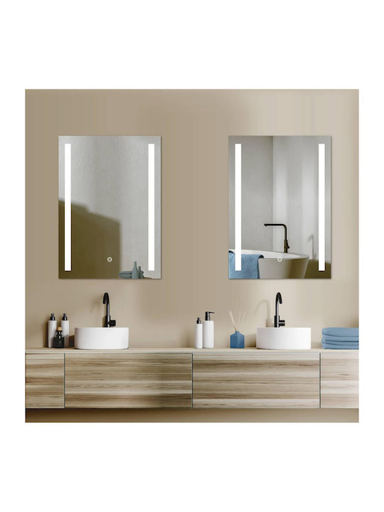 Smart Oglindă De Baie Rectangulară Cu Lumini LED Atingere 60x40cm