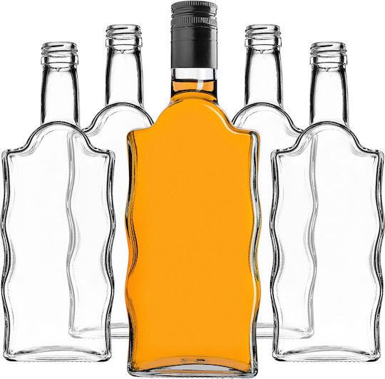 Glass 500ml Liqueur Bottle Long Black Cap 1 Pc