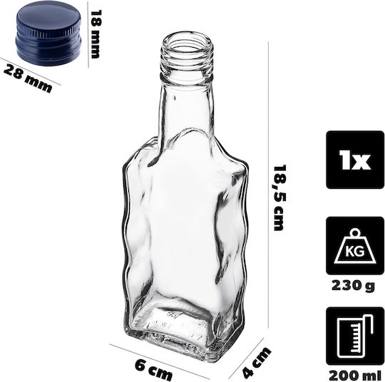 Glass 200ml Liqueur Bottle Navy Blue Cap 1 Pc