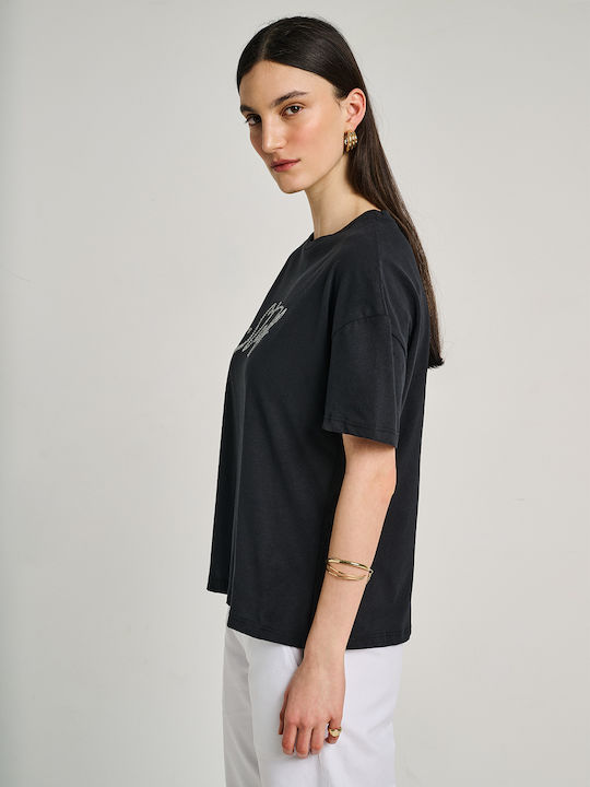Women's Cotton Short Sleeve Top Black