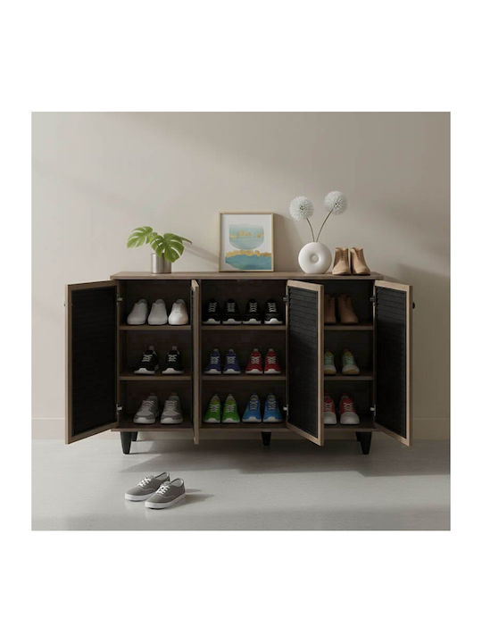Ronan Wooden Shoe Organizer with 3 Shelves Beige 105x35x66cm