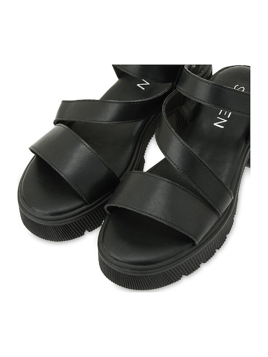 Damen Sandalen Schwarz Leder