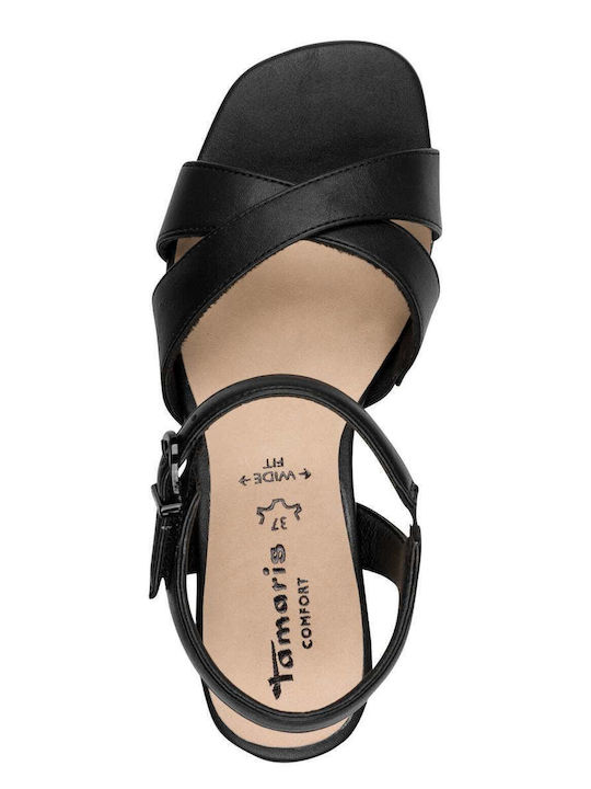 Damen Sandalen Aus Leder Schwarz