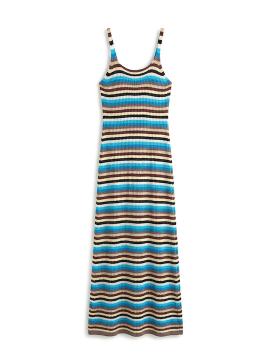 Summer Midi Knitted Dress Brown White Blue 31001105 Classic Blue