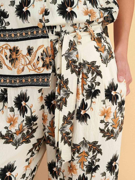 Pantaloni Largi Dama Floral 9923140-Multicolor