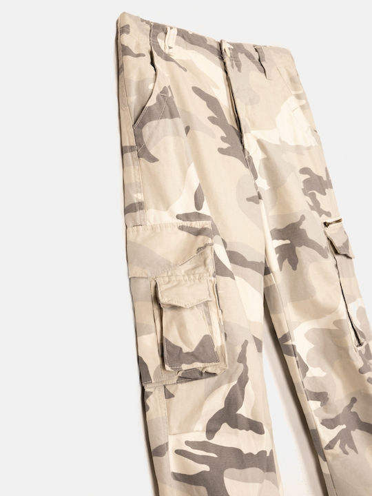 Women's Fabric Cargo Trousers Beige