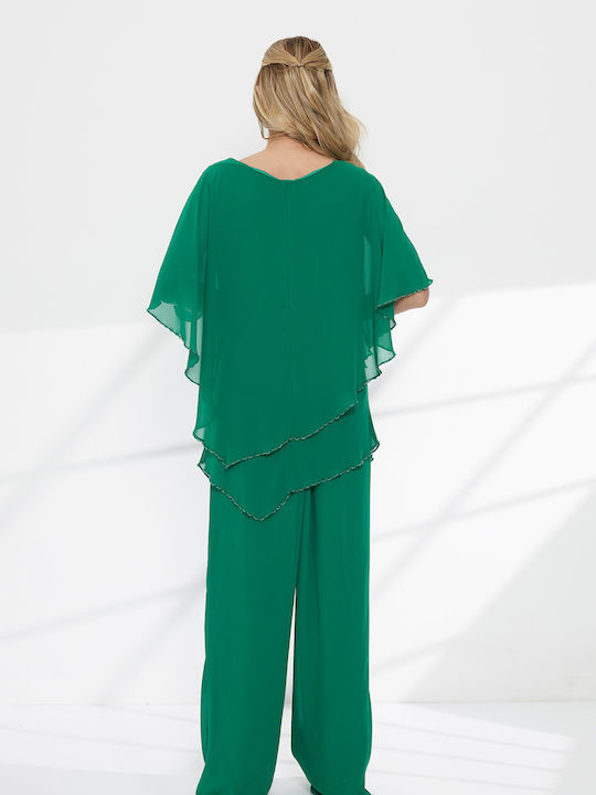 Women's Green Set with Trousers in Loose Fit
