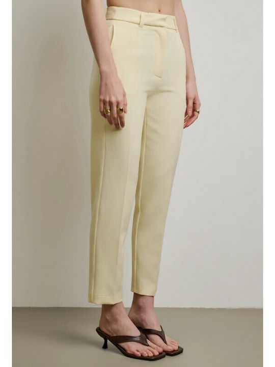 Women's Yellow Set with High Rise Slim Fit Trousers