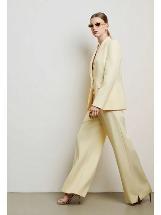 Women's Yellow Set with High Rise Slim Fit Trousers