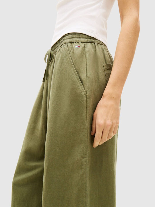 Damen Leinenhose Khaki
