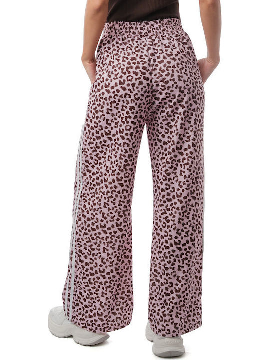 Ροζ Φαρδιά Παντελόνα Animal Print Ρίγες