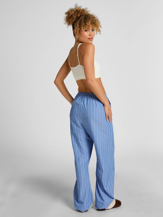 Hunkemöller Summer Cotton Women's Pajama Trousers Blue Stripe