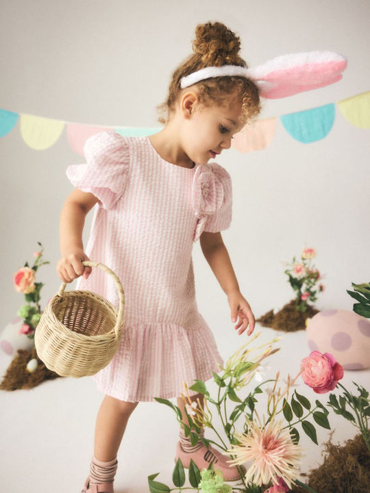 Girls Dress Striped Pink