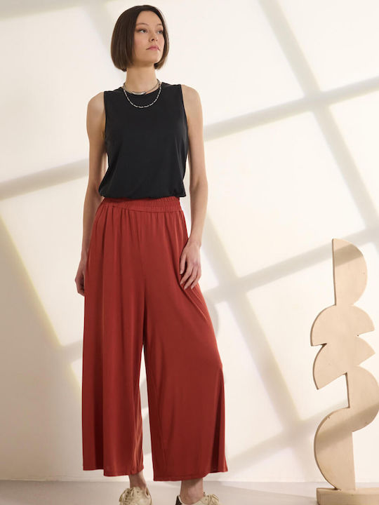 Women's Pantaloons with Rubber Band Brick Red