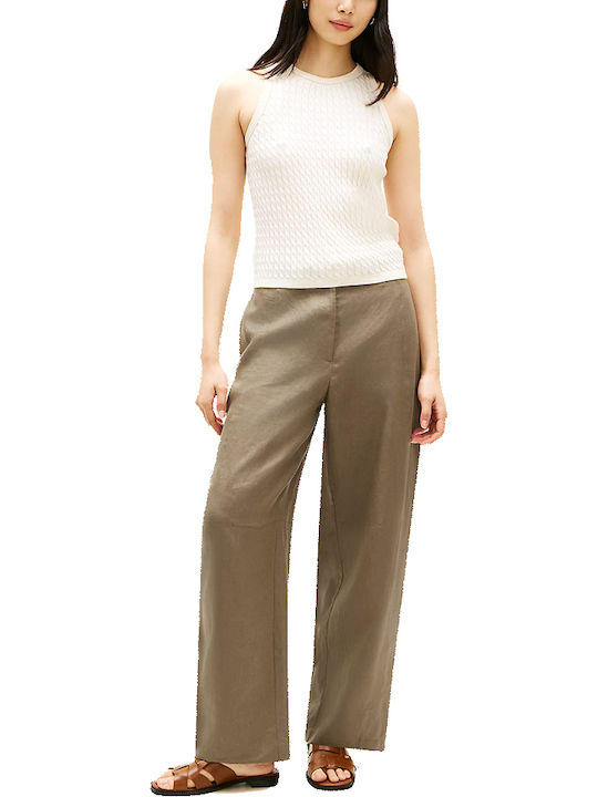 Women's Linen Trousers Olive