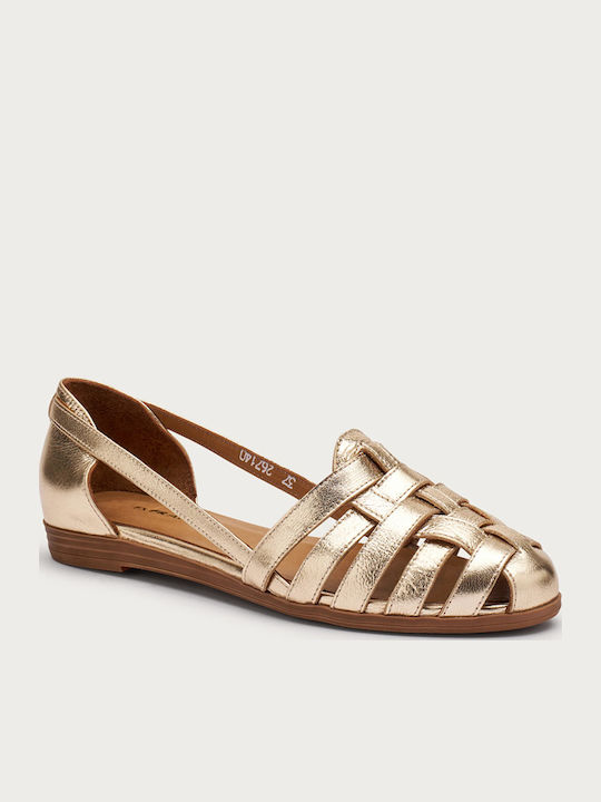 Damen Ballerinas aus Leder in Gold Farbe