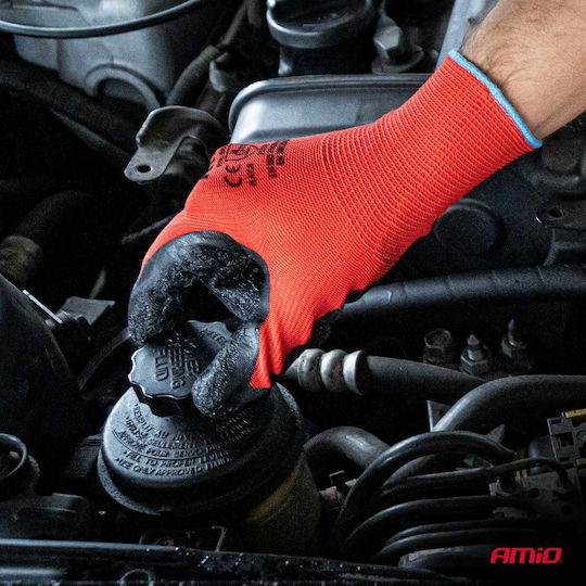 AMiO Waterproof Safety Gloves Red Latex 2 Pieces