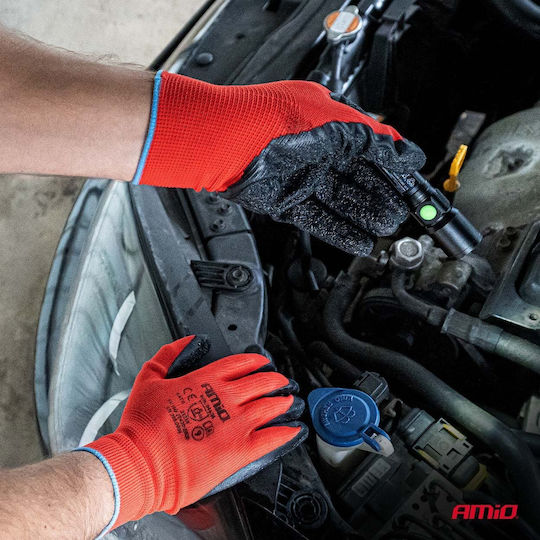 AMiO Waterproof Safety Gloves Red Latex 2 Pieces
