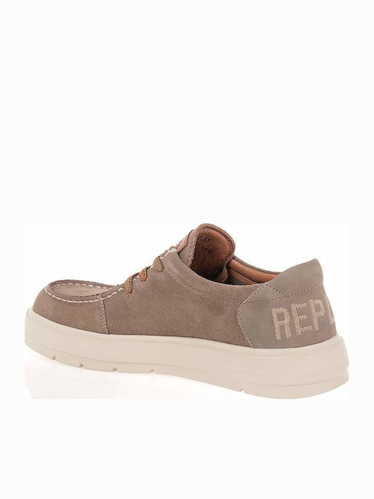 Replay Alcyon Suede Men's Moccasins in Beige Colour