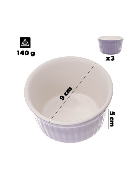 Kadax Round Heat-Resistant Cookware for Souffle Ceramic 9x9cm 3Pieces