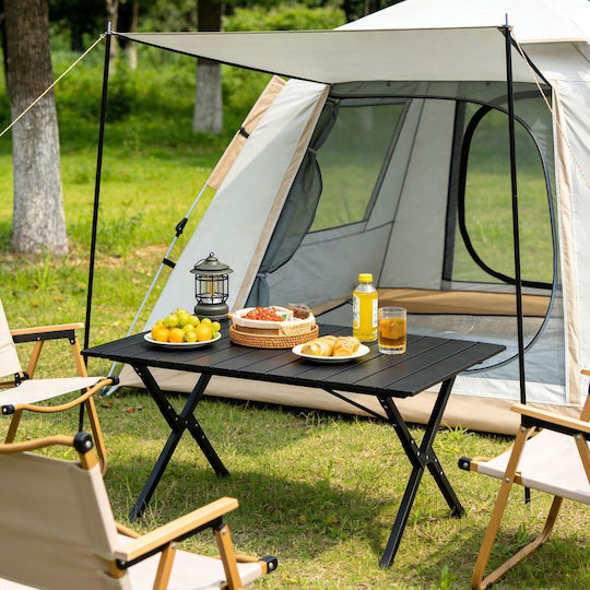 Relaxdays Τραπέζι Μεταλλικό για Camping Πτυσσόμενο 44x90x60cm Μαύρο