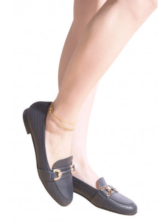 Leather Women's Moccasins in Blue Colour