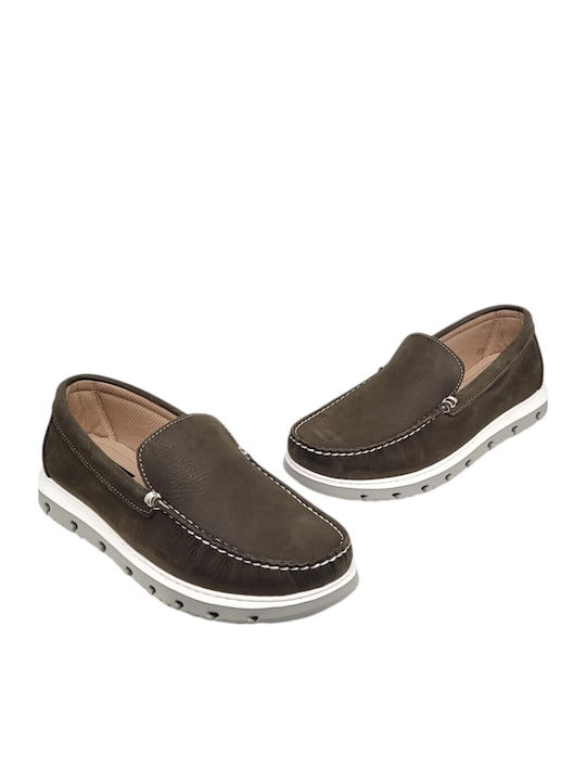 Δερμάτινα Γυναικεία Loafers σε Χακί Χρώμα