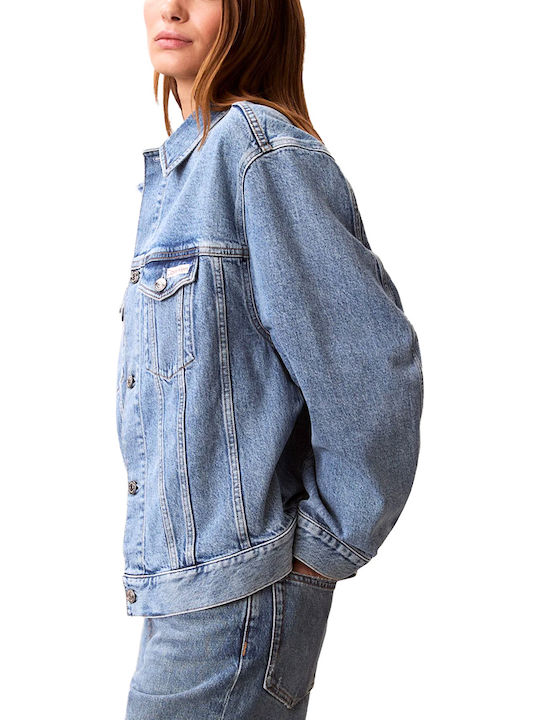 Long Women's Jean Jacket Blue