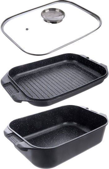 Orion Aluminum Baking Pan with Lid with Interior Coating of Stone 26x41cm