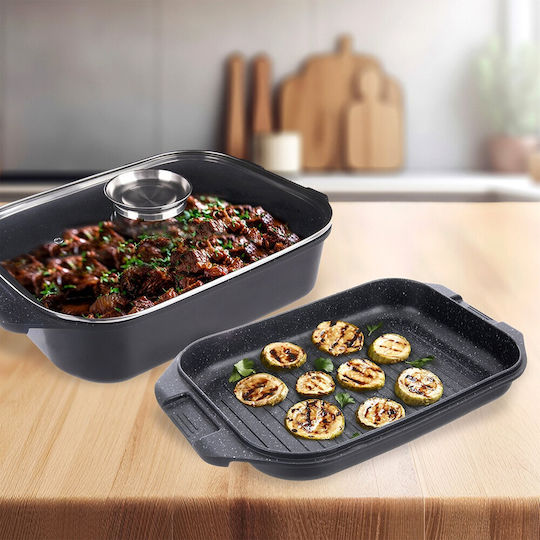 Orion Aluminum Baking Pan with Lid with Interior Coating of Stone 26x41cm