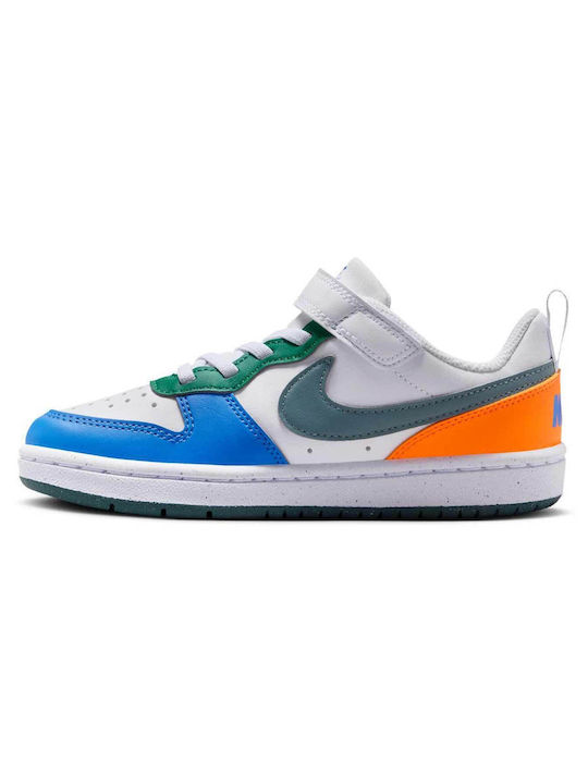 Court Borough Low Kids Sneakers with Hoop & Loop Closure White