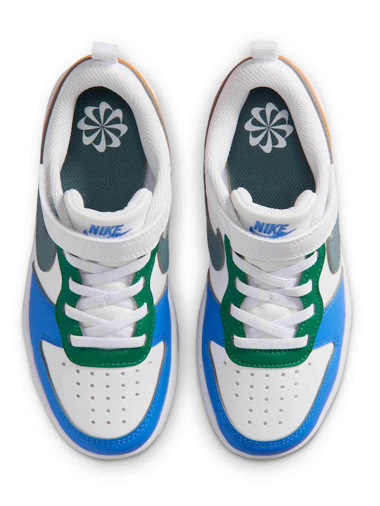 Court Borough Low Kids Sneakers with Hoop & Loop Closure White