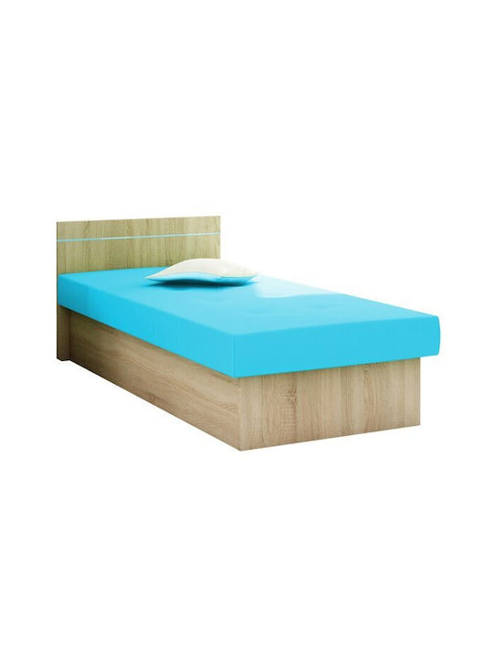 Dover 101 Bett Einzel Holz Türkis mit Matratze 80x190cm
