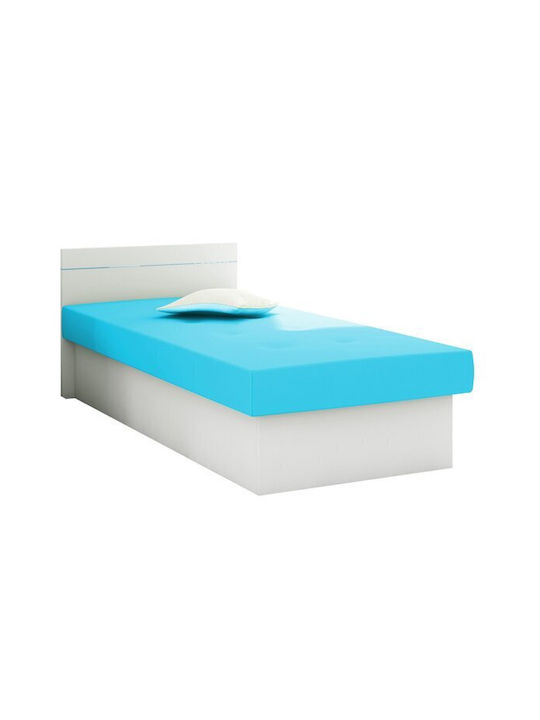 Dover 101 Pat Single Din Lemn Turcoaz Cu Saltea 80x190cm