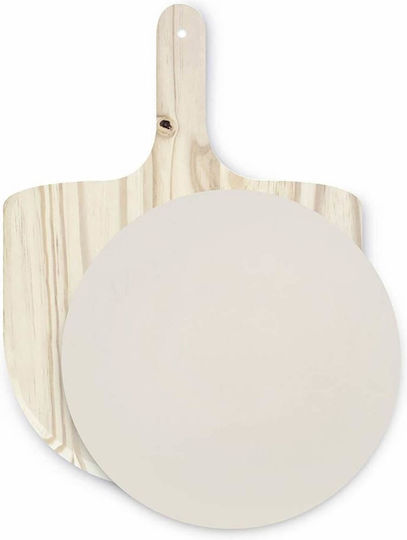 Excellent Houseware Pizza Baking Plate with Wooden Flat Grilling Surface 33cm