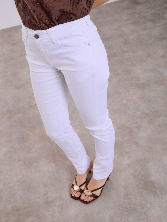 Celestino Damen Jeans Gerade Passform Weiß