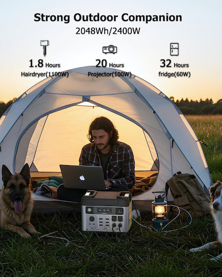 OUKITEL P2001 Plus Powerstation 2400W 2048Wh με Μπαταρία LiFePO4 Smart App Control Fast Charge 1800W / Solar Input 500W 545-250