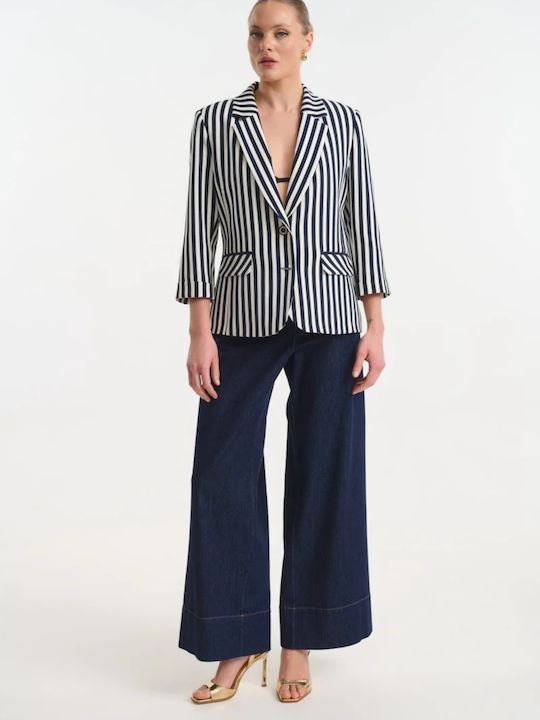 Fibes Damen Blazer Blau