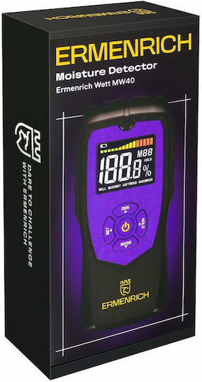 Ermenrich Wett Mw40 Purple Moisture Detector Monochrome Screen for Wood Cardboard Bamboo Drywall Cotton Concrete