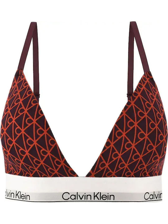 Σουτιέν Calvin Klein Lightly Lined Triangle Bralette Icon Cotton Modal Κόκκινο Μπορντό