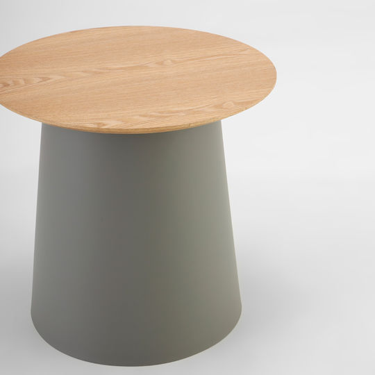 Round Side Table Zentra Made of Solid Wood Natural Gray 50x50x47.5 cm
