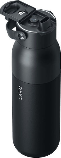 LARQ PureVis 2 Thermos Bottle Stainless Steel BPA Free 1lt Obsidian Black With Mouthpiece Loop Straw And Handle