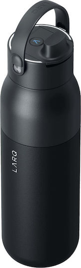LARQ PureVis 2 Thermos Bottle Stainless Steel BPA Free 1lt Obsidian Black With Mouthpiece Loop Straw And Handle