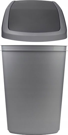 Swing Top Trash Bin 50l 40.6x34x66.8cm Dark Gray Silver