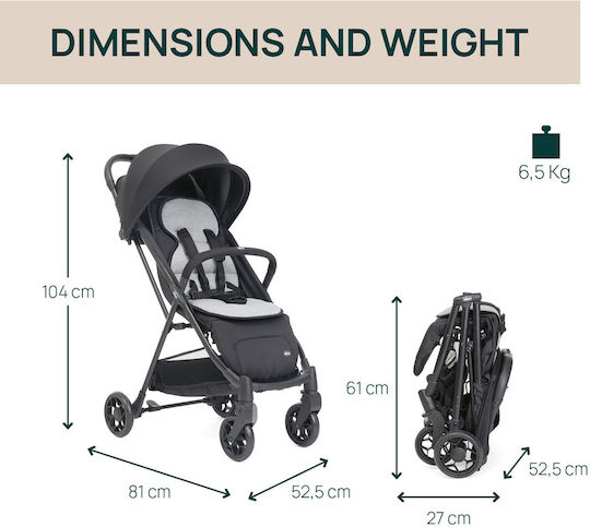 Chicco Taormina Baby Stroller Suitable for Newborn Charcoal 6.5kg