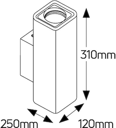 Geyer Modern Lamp Wall with Socket GU10 White 25x10cm
