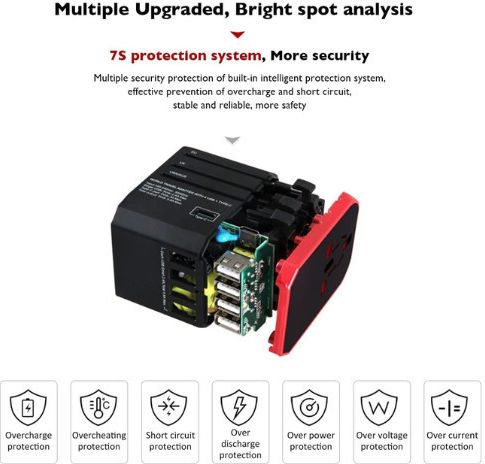 Universal Socket Adapter to Universal with 5 USB Ports