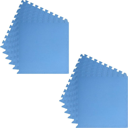 vidaXL EVA Gym Floor Puzzle Tatami Mat Blue 12pcs 60x60x1cm
