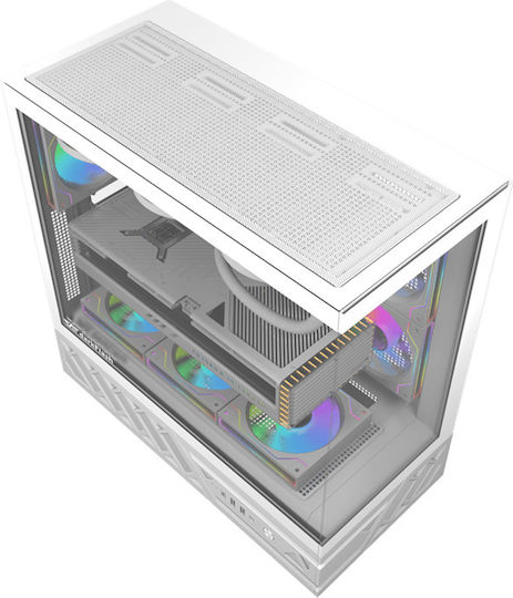 Darkflash DS950 Gaming Mini Tower Computer Case with Side Window White Without Fans
