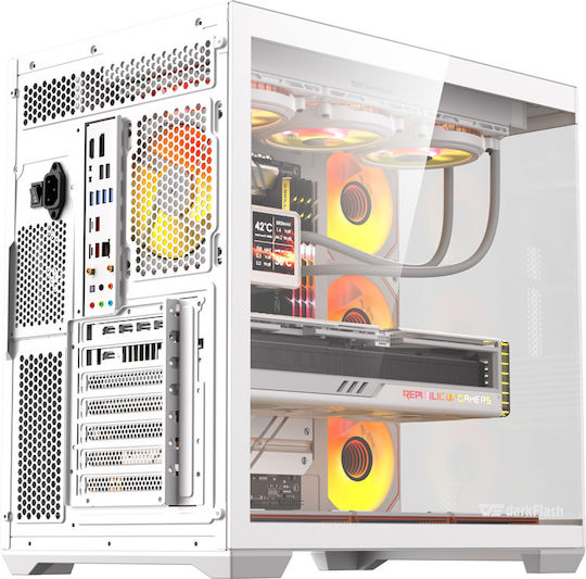 Darkflash C280 Gaming Mini Tower Кутия За Компютър Със Страничен Прозорец И ARGB Осветление Черна + 7 Вентилатора